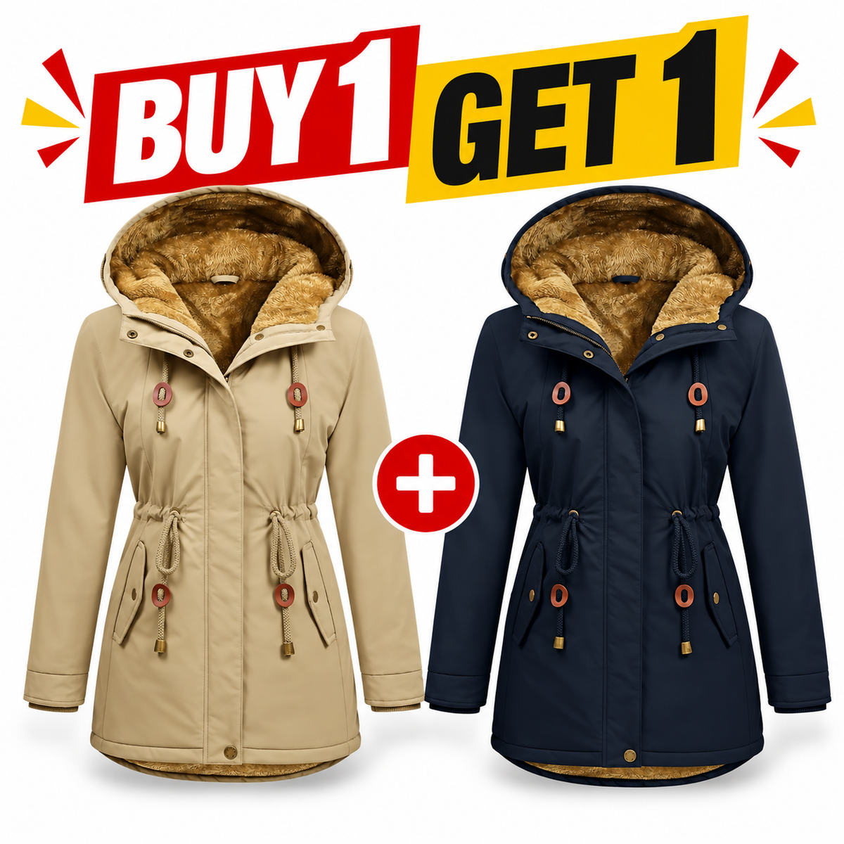 Women's Fleece Parka Jacket, Hooded, Long Warm