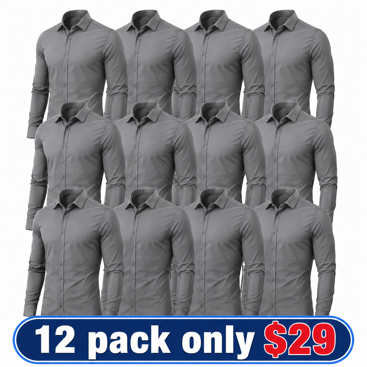 Men's Stretch Dress Shirt – Slim-Fit, Muscle-Contouring, Non-Iron Button-Down