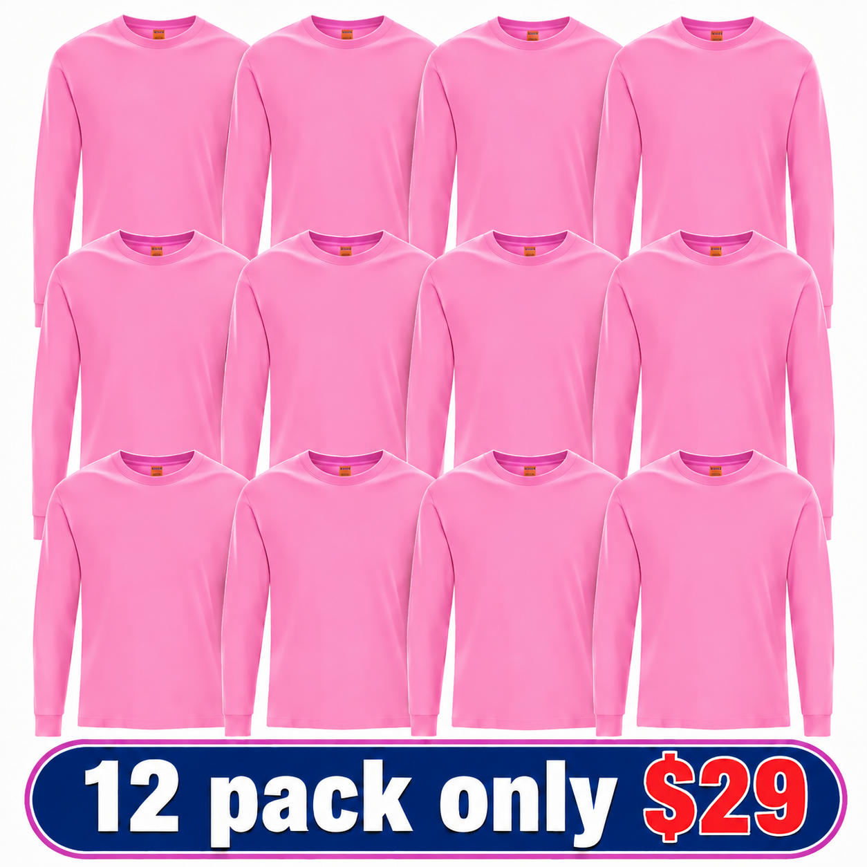 100% Cotton High Visibility Safety Long Sleeve Crew Neck T-Shirts