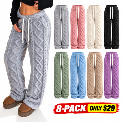 Women's Retro Fleece Pants - Mid-Waist, Elastic Stretch
