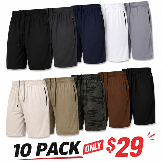 Athletic Shorts – Lightweight, Quick-Drying, Breathable, with Zippered Pockets