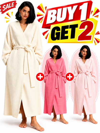 [COZY Soft Plush Feel] Women's Casual Double-Sided Fleece Robe｜Thickened Long Plush Loungewear｜Warm Flannel Pajamas for Fall & Winter｜Soft, Cozy, and Wearable Indoors & Outdoors