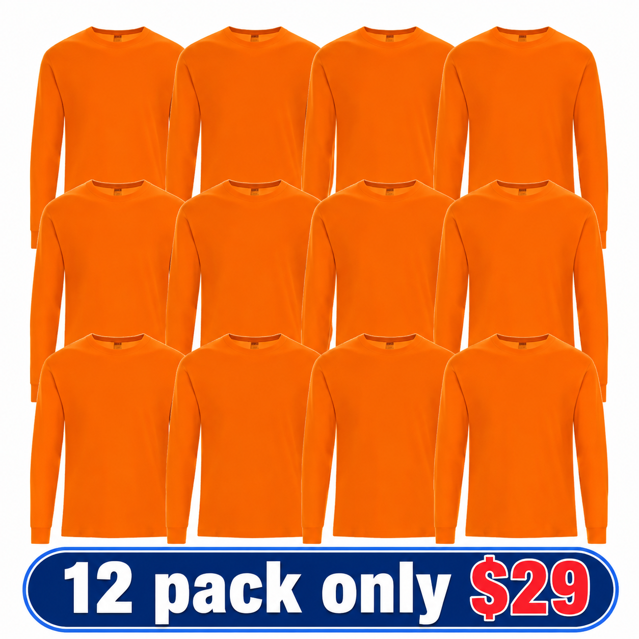 100% Cotton High Visibility Safety Long Sleeve Crew Neck T-Shirts