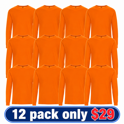 100% Cotton High Visibility Safety Long Sleeve Crew Neck T-Shirts