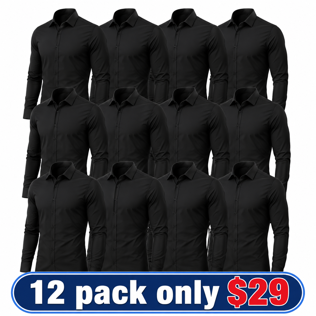 Men's Stretch Dress Shirt – Slim-Fit, Muscle-Contouring, Non-Iron Button-Down