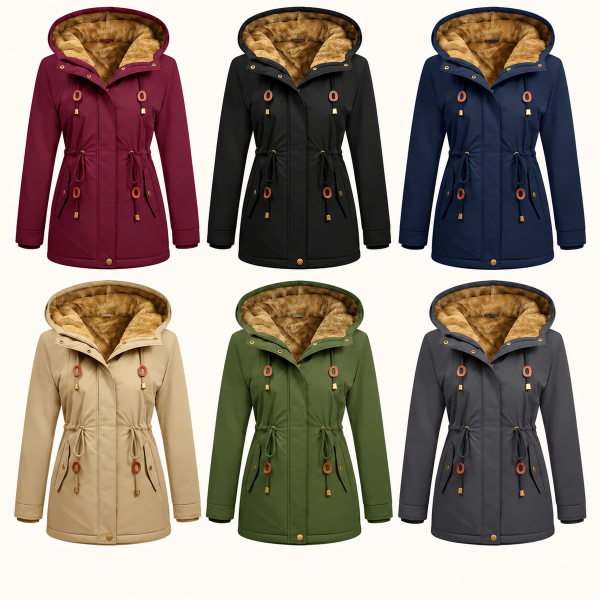 Women's Fleece Parka Jacket, Hooded, Long Warm