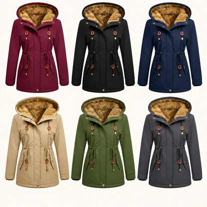 Women's Fleece Parka Jacket, Hooded, Long Warm