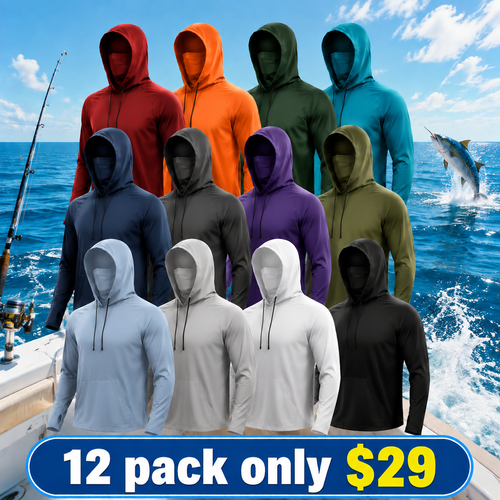 Fishing and Construction Shirts - Hooded UPF 50 Long Sleeve with Gaiter