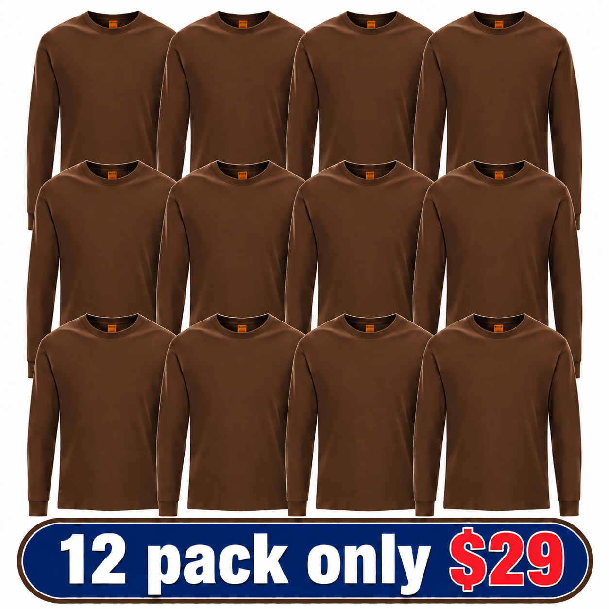 100% Cotton High Visibility Safety Long Sleeve Crew Neck T-Shirts