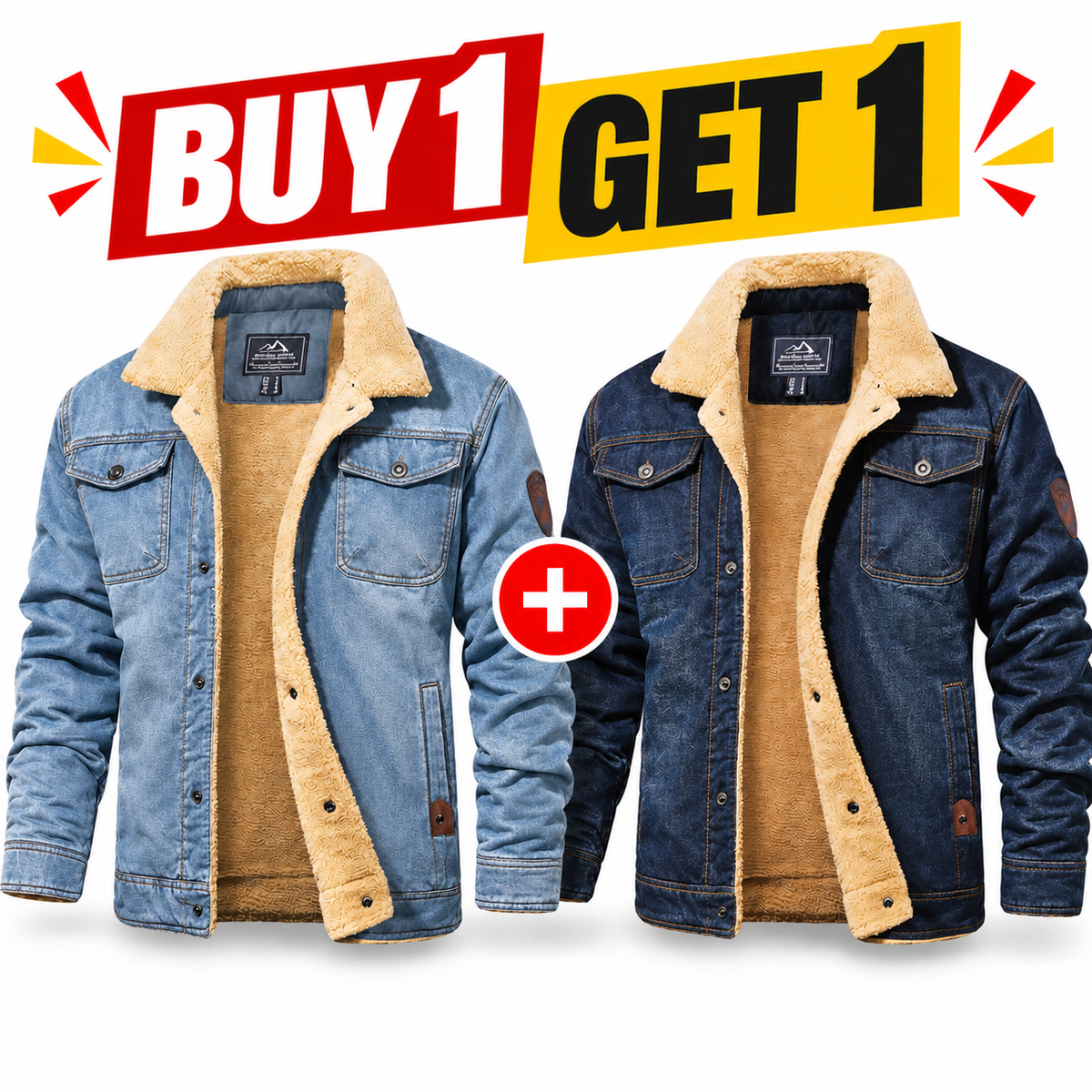 Fitted Sherpa-Lined Soft Cotton Fleece Windproof Trucker Cargo Jacket