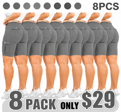 Women's High-Waisted Pocket Shorts (High-Stretch & Comfortable)
