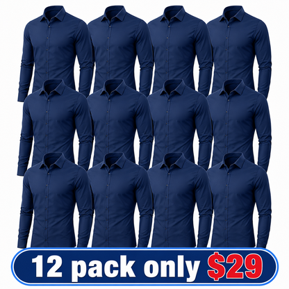 Men's Stretch Dress Shirt – Slim-Fit, Muscle-Contouring, Non-Iron Button-Down