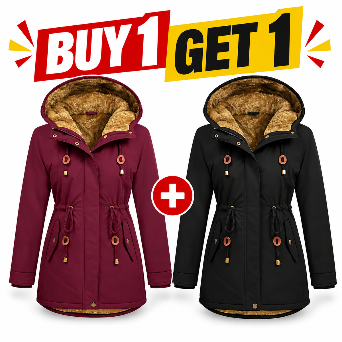 Women's Fleece Parka Jacket, Hooded, Long Warm