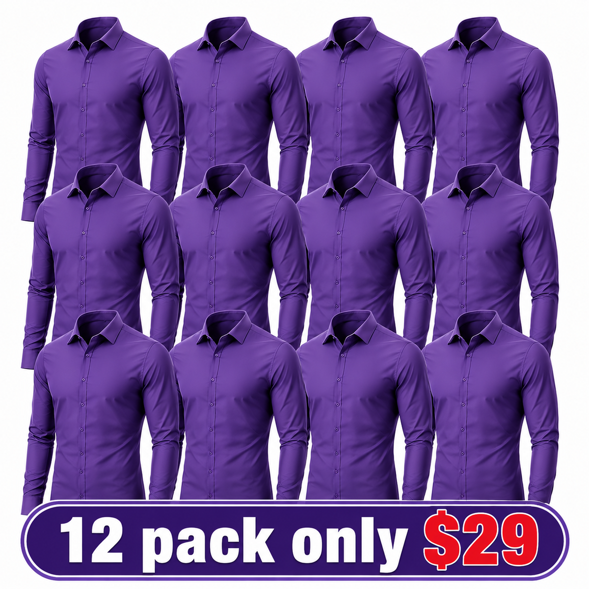 Men's Stretch Dress Shirt – Slim-Fit, Muscle-Contouring, Non-Iron Button-Down