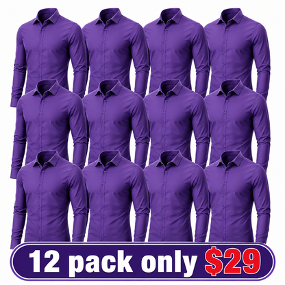 Men's Stretch Dress Shirt – Slim-Fit, Muscle-Contouring, Non-Iron Button-Down