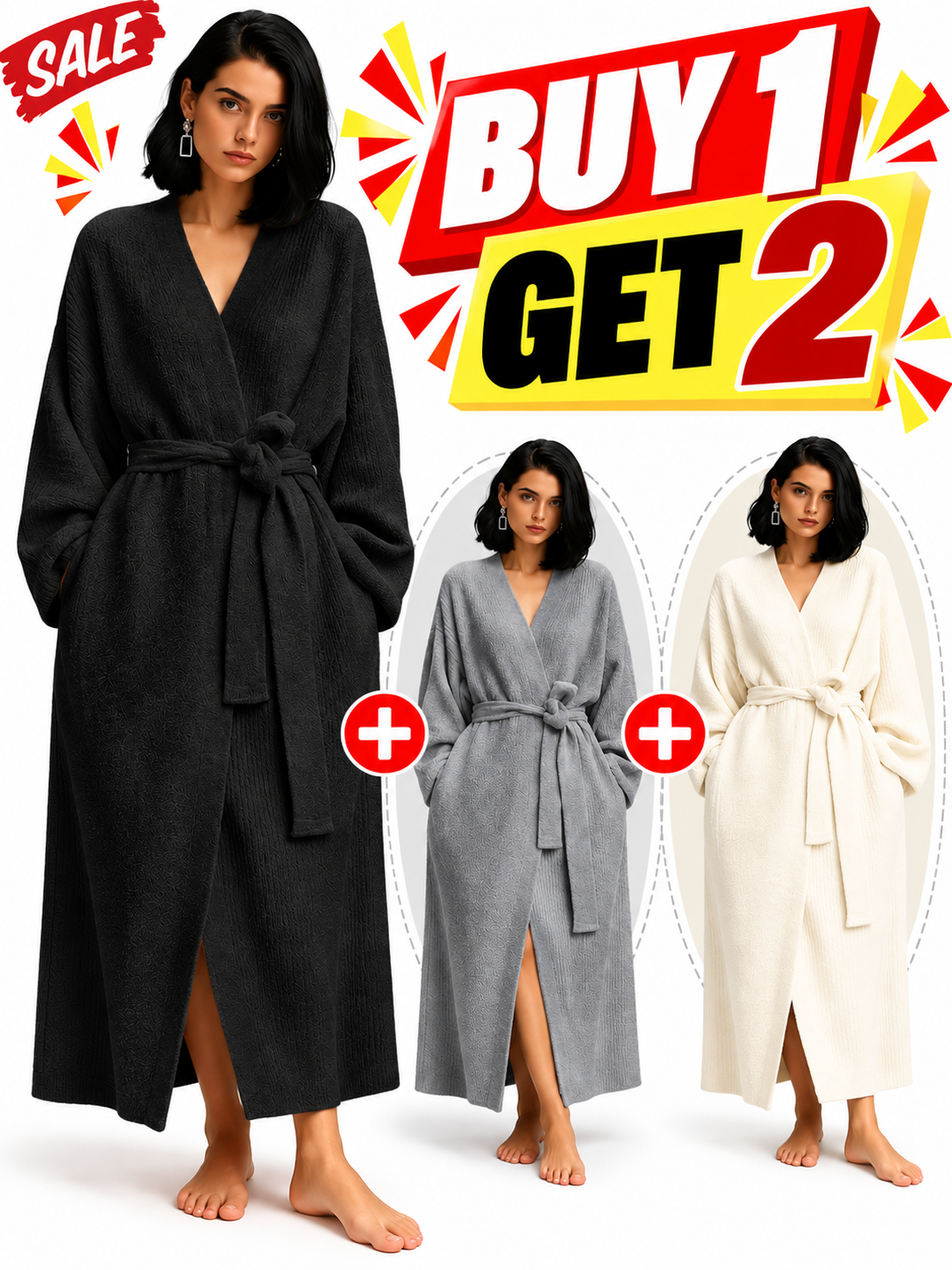 [COZY Soft Plush Feel] Women's Casual Double-Sided Fleece Robe｜Thickened Long Plush Loungewear｜Warm Flannel Pajamas for Fall & Winter｜Soft, Cozy, and Wearable Indoors & Outdoors