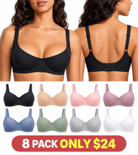 8-Pack ONLY $24(Black + Nude/Beige + Light Pink + Dusty Mauve + Dusty Blue + Sage Green + Heather Gray + White)