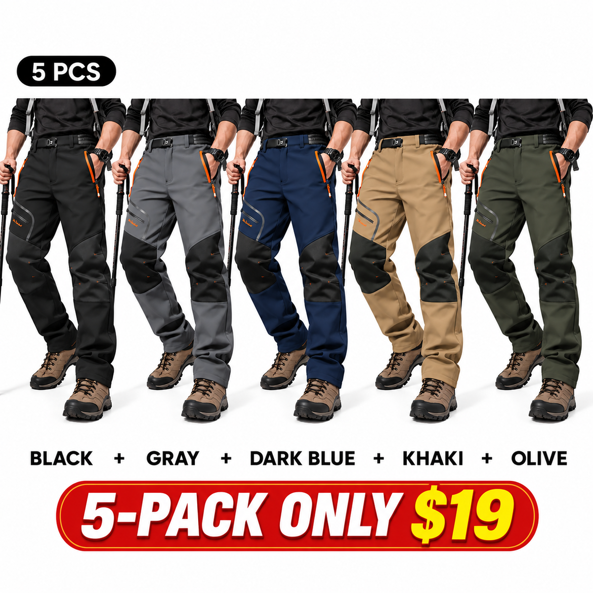 (SALE) Plain Fleece-Insulated Thermal Pants - Waterproof Softshell, Below the Ankle, Heat Reflective, Zip Pockets