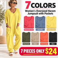 🔥Watermelon red+ Gray Blue+ Lemon yellow+ Army green+ Khaki+ Coral orange+ Black🔥 (7 Pack Long Jumpsuit)