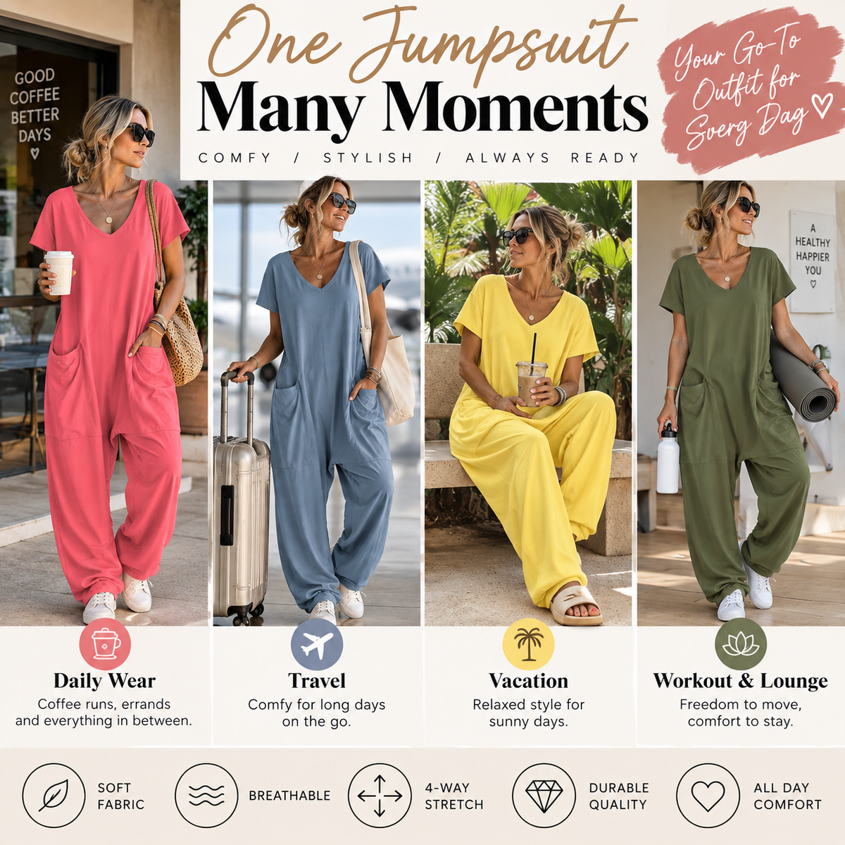 Women's Oversized Harem Jumpsuit with Pockets