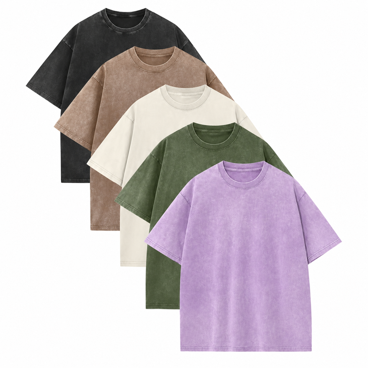 Men's Loose Vintage Acid-Wash T-Shirt – 100% Heavyweight Cotton Streetwear Style