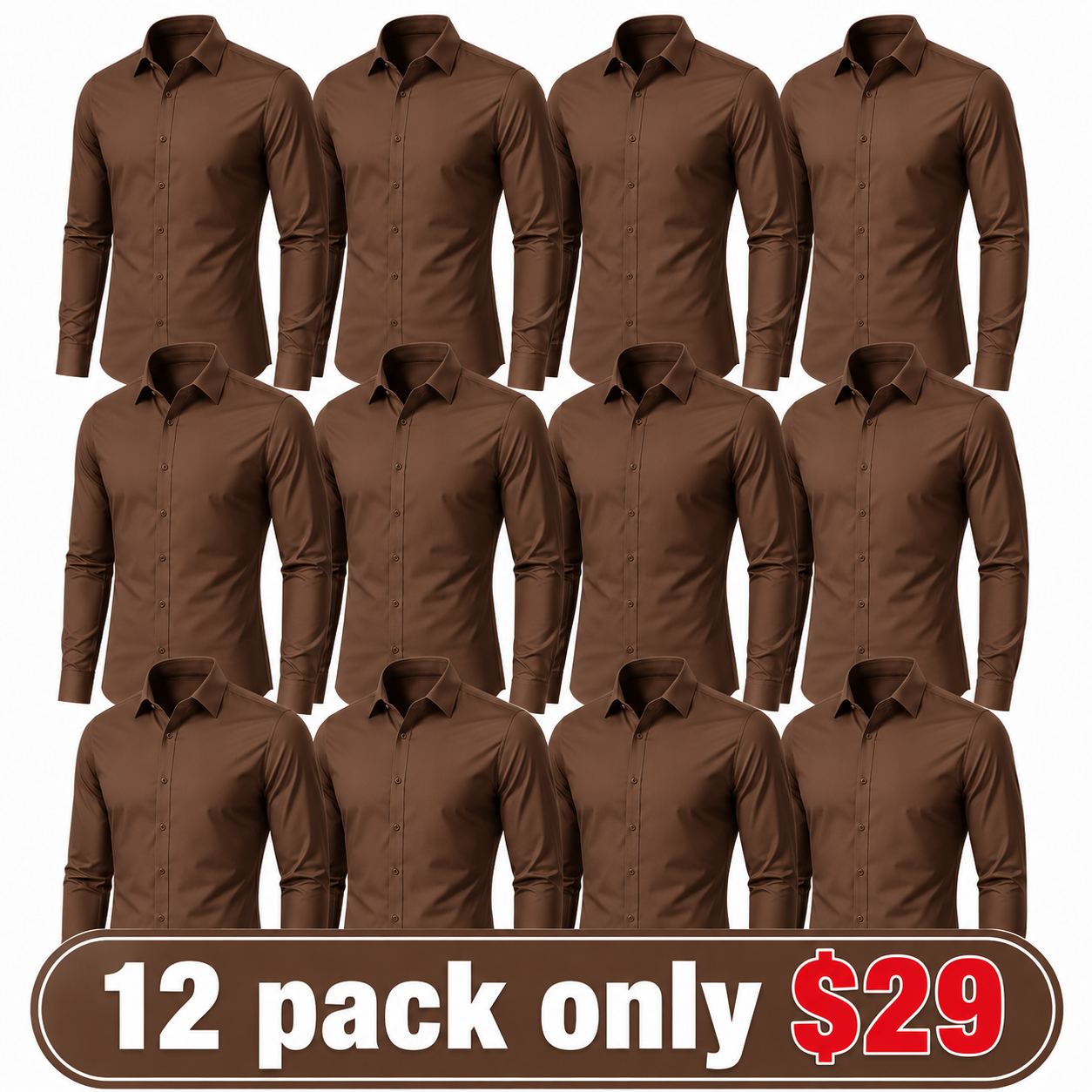 Men's Stretch Dress Shirt – Slim-Fit, Muscle-Contouring, Non-Iron Button-Down