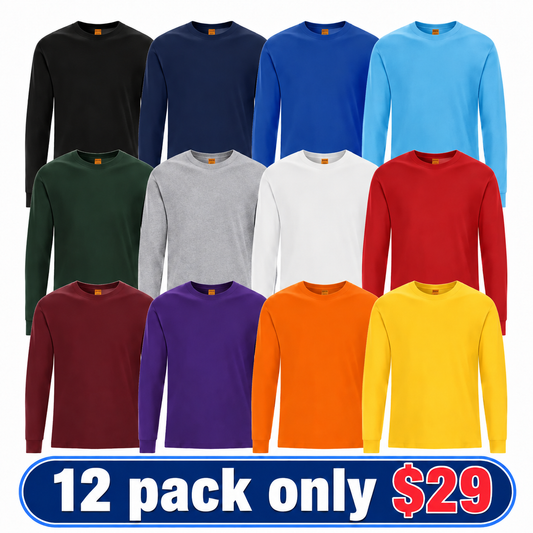 100% Cotton High Visibility Safety Long Sleeve Crew Neck T-Shirts