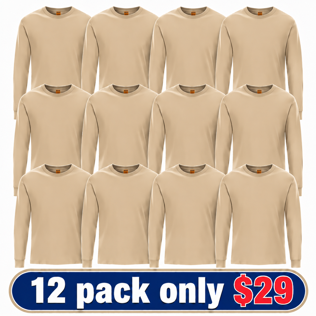 100% Cotton High Visibility Safety Long Sleeve Crew Neck T-Shirts