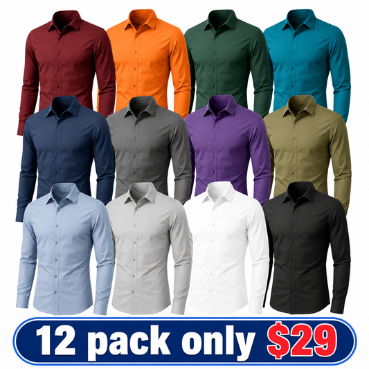 Men's Stretch Dress Shirt – Slim-Fit, Muscle-Contouring, Non-Iron Button-Down