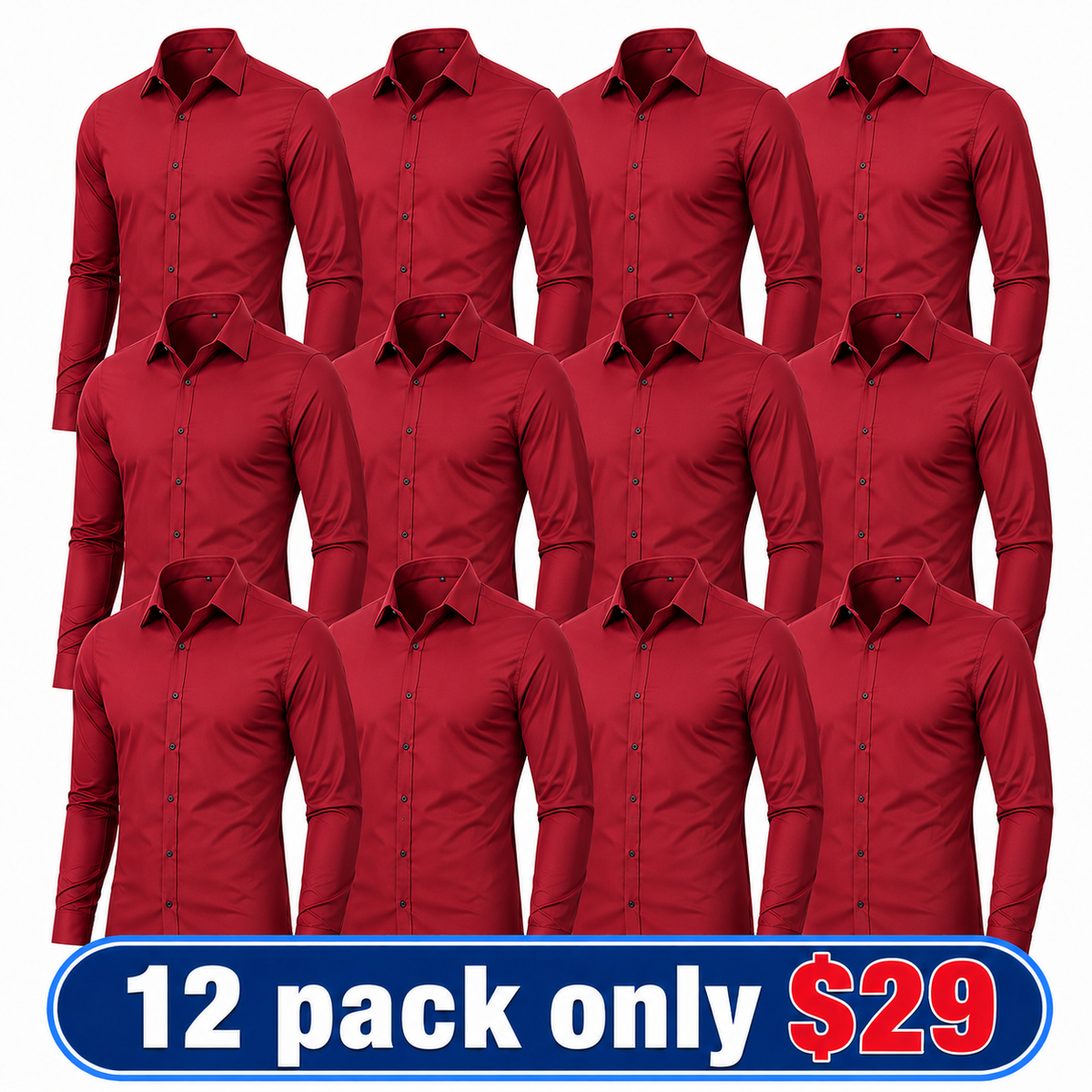 Men's Stretch Dress Shirt – Slim-Fit, Muscle-Contouring, Non-Iron Button-Down