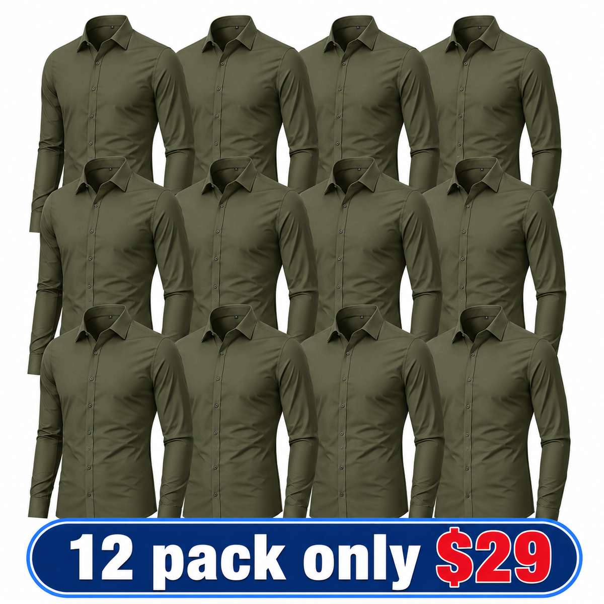 Men's Stretch Dress Shirt – Slim-Fit, Muscle-Contouring, Non-Iron Button-Down