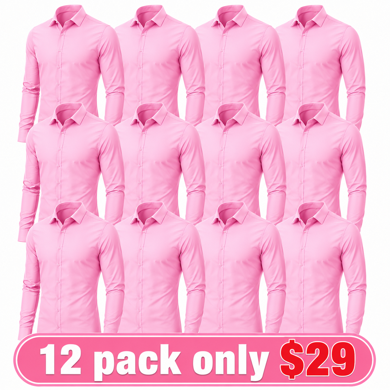 Men's Stretch Dress Shirt – Slim-Fit, Muscle-Contouring, Non-Iron Button-Down