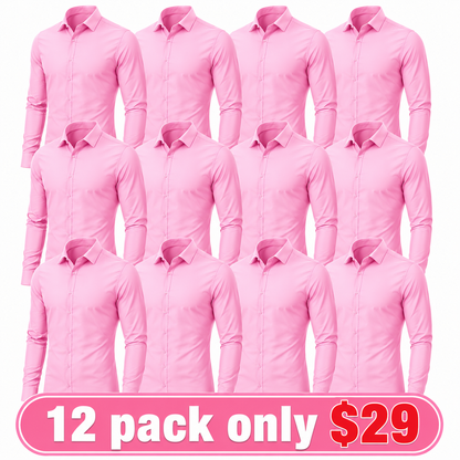 Men's Stretch Dress Shirt – Slim-Fit, Muscle-Contouring, Non-Iron Button-Down