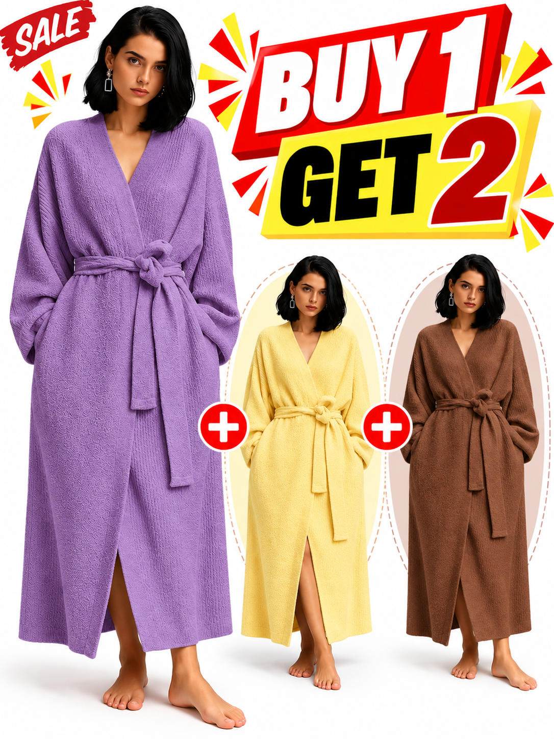 [COZY Soft Plush Feel] Women's Casual Double-Sided Fleece Robe｜Thickened Long Plush Loungewear｜Warm Flannel Pajamas for Fall & Winter｜Soft, Cozy, and Wearable Indoors & Outdoors