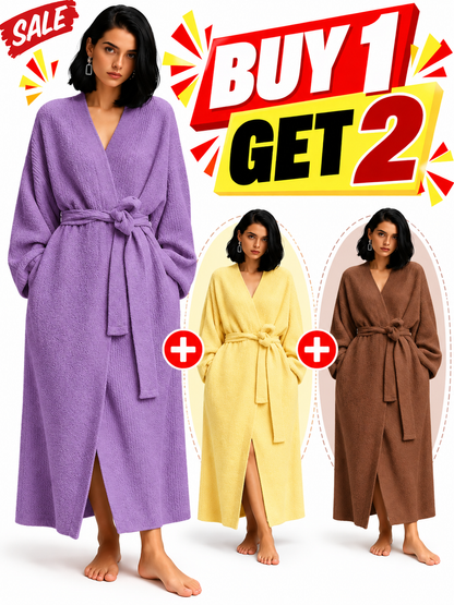 [COZY Soft Plush Feel] Women's Casual Double-Sided Fleece Robe｜Thickened Long Plush Loungewear｜Warm Flannel Pajamas for Fall & Winter｜Soft, Cozy, and Wearable Indoors & Outdoors