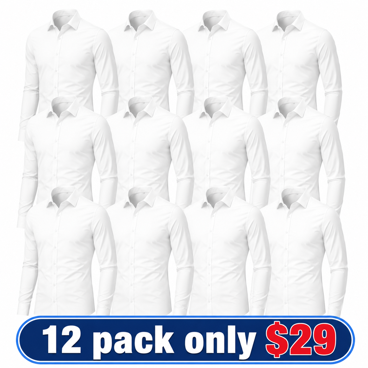 Men's Stretch Dress Shirt – Slim-Fit, Muscle-Contouring, Non-Iron Button-Down